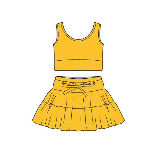 preorder GSD3618 Yoga Yellow Sleeveless Skorts Girls Set