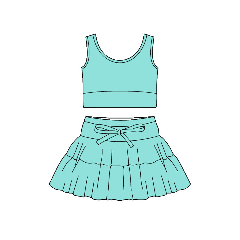 preorder GSD3619 Yoga Green Sleeveless Skorts Girls Set