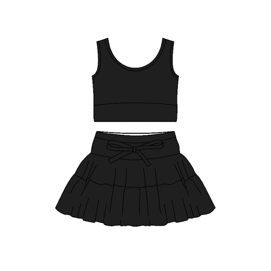 preorder GSD3620 Yoga Black Sleeveless Skorts Girls Set