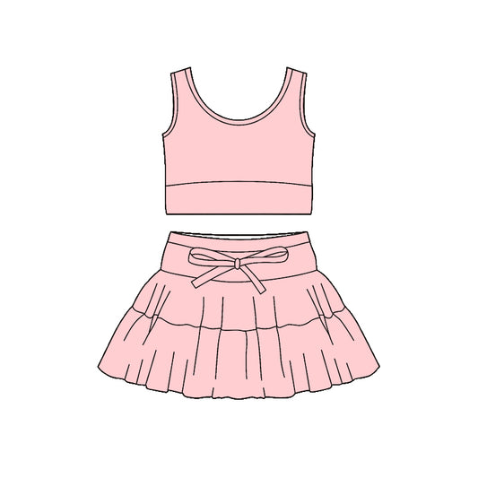 preorder GSD3621 Yoga Pink Sleeveless Skorts Girls Set