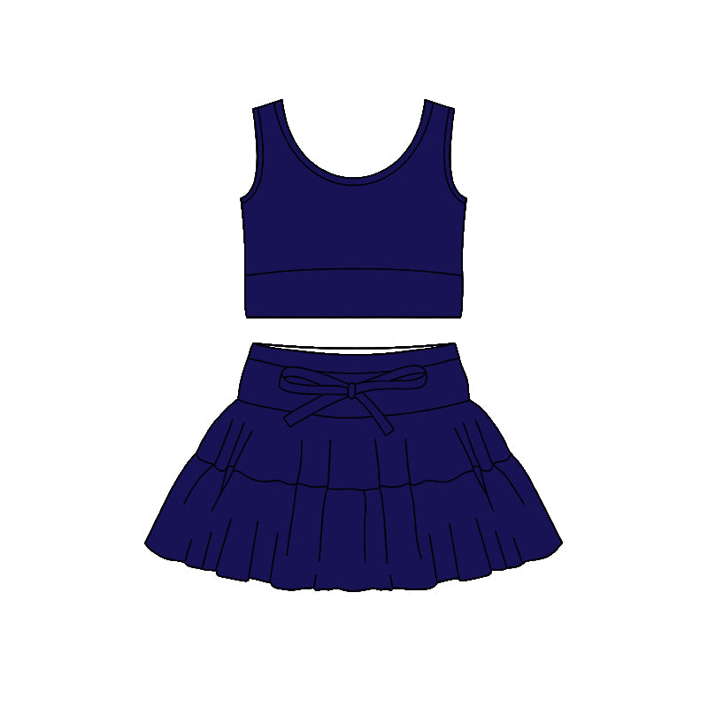 preorder GSD3623 Yoga Navy Blue Sleeveless Skorts Girls Set
