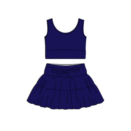 preorder GSD3623 Yoga Navy Blue Sleeveless Skorts Girls Set