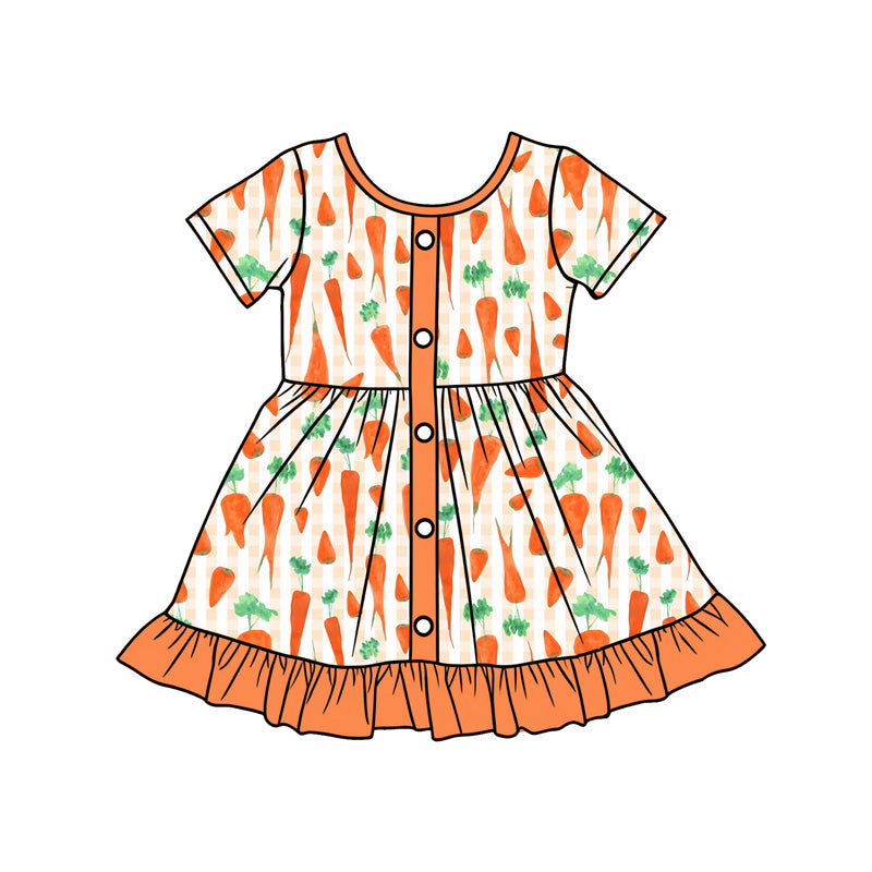 preorder GSD3628 Easter Carrot Orange Short Sleeve Girls Dress