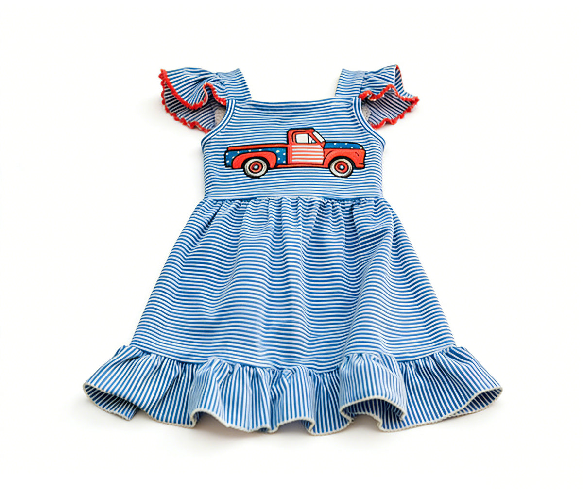 preorder GSD3629 July 4th Truck Blue Girls Dress
