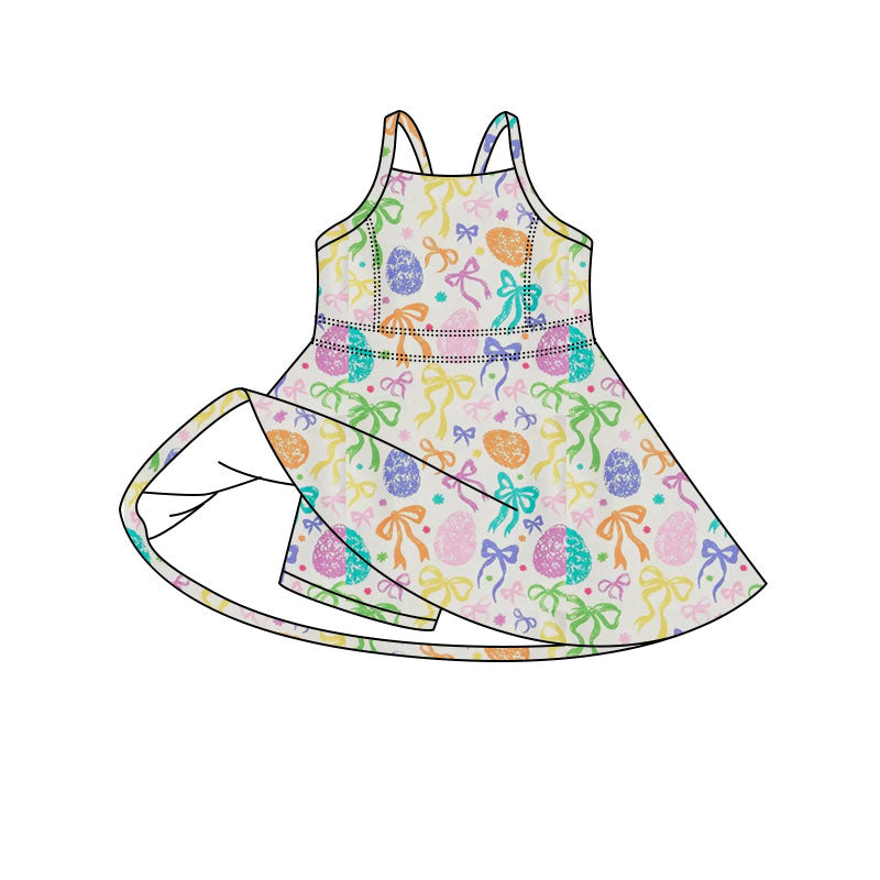 preorder GSD3643 Easter Bows Egg Sleeveless Skorts Girls Dress