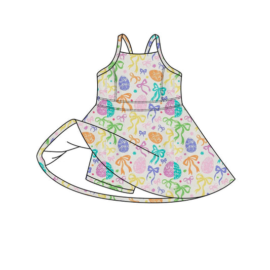 preorder GSD3643 Easter Bows Egg Sleeveless Skorts Girls Dress