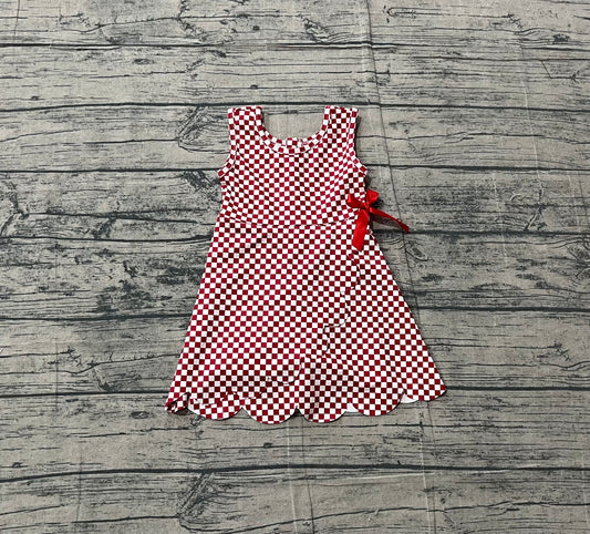 preorder Samples GSD3669 Yoga Red Checkered Sleeveless Skorts Girls Dress