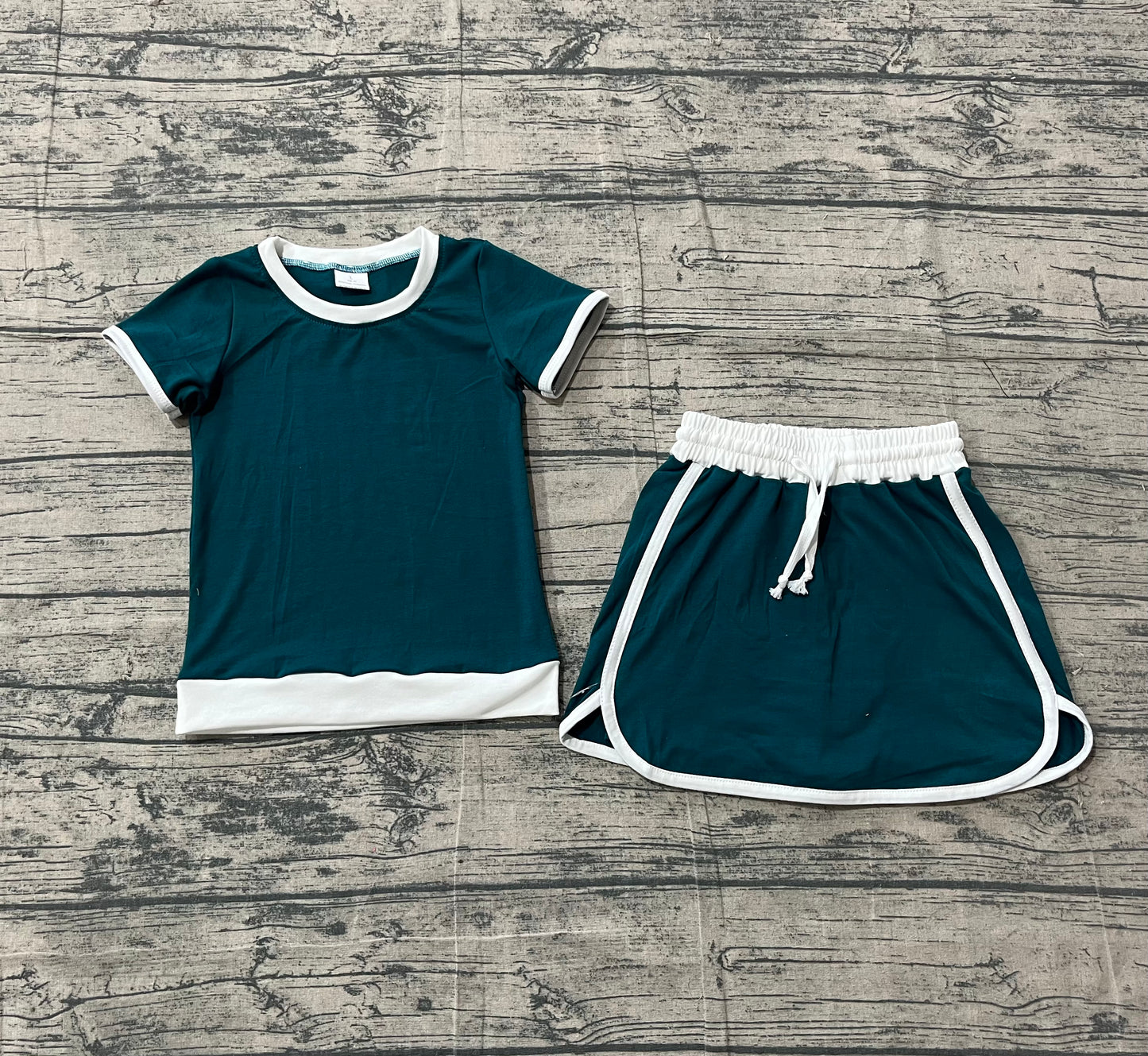 preorder Samples GSD3670 Cotton Green Short Sleeve Skorts Girls Set