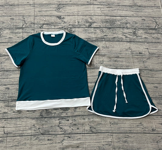 preorder Samples GSD3673 Green Short Sleeve Skorts Adult Women Set