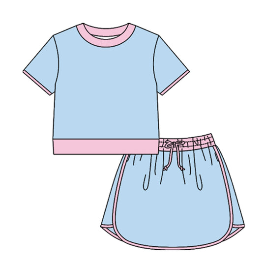 preorder GSSO3674 Yoga Blue Short Sleeve Skorts Girls Set
