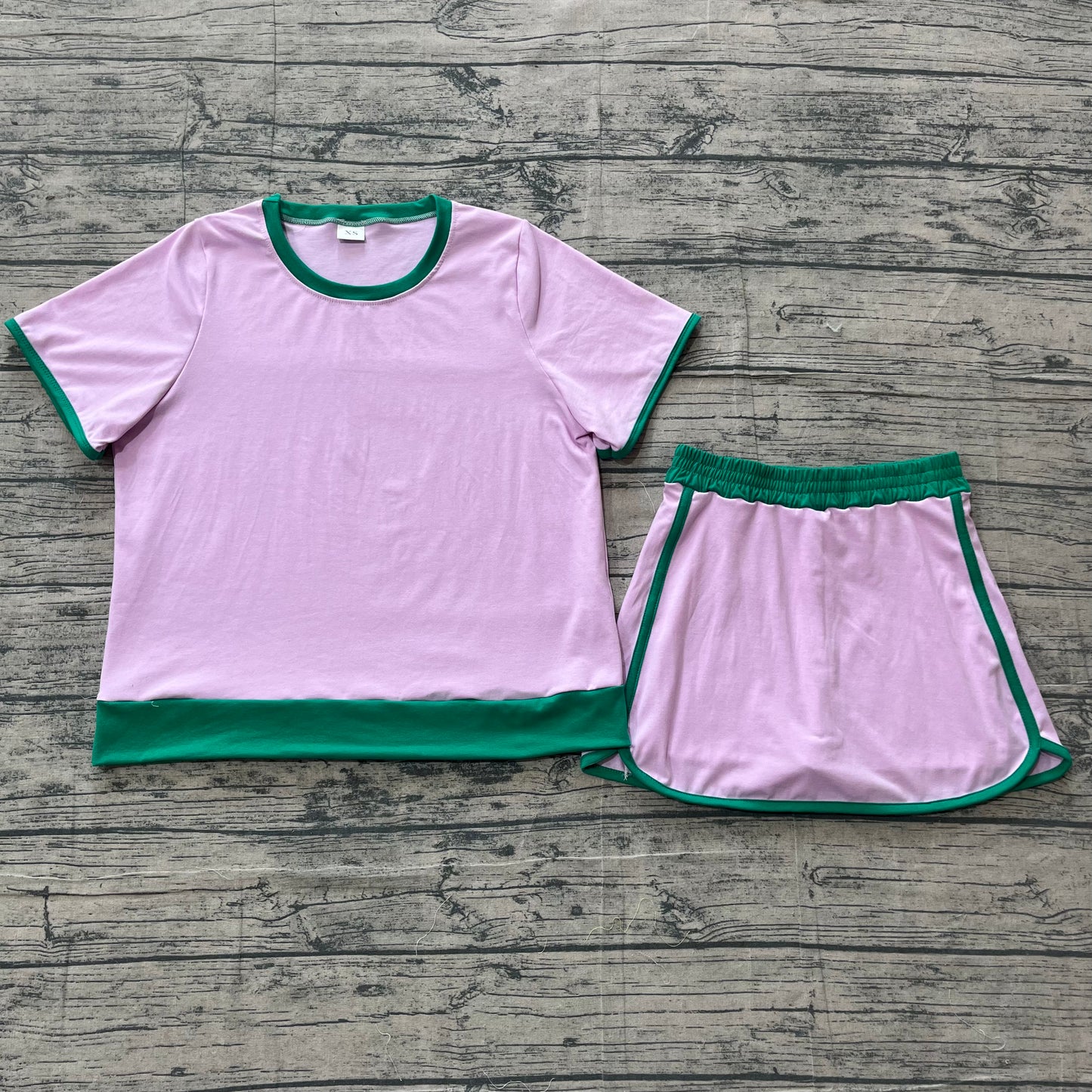 preorder Samples GSD3675 Pink Short Sleeve Skorts Adult Women Set