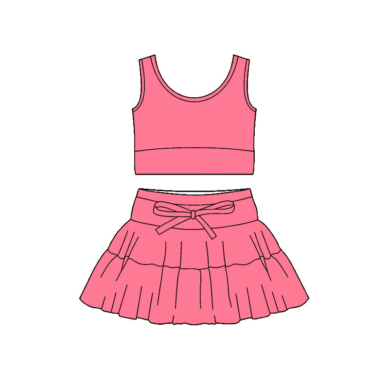 preorder GSD3682 Yoga Pink Sleeveless Skorts Girls Set