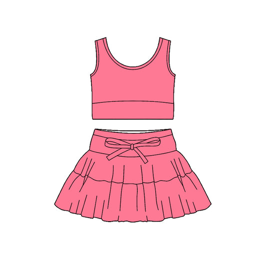 preorder GSD3682 Yoga Pink Sleeveless Skorts Girls Set