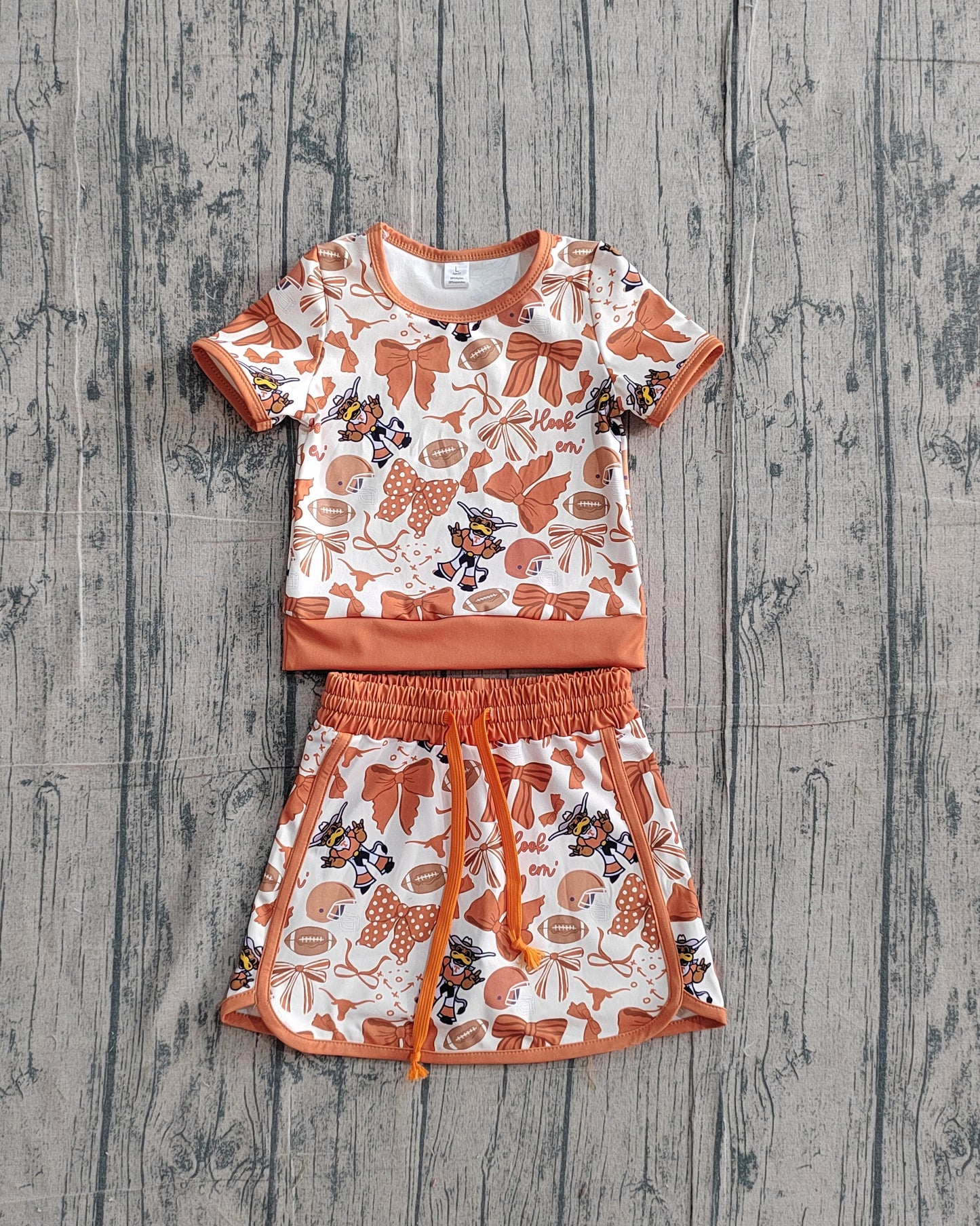 preorder Samples GSD3697 Yoga Football Item Bows Brown Sleeveless Skorts Girls Set