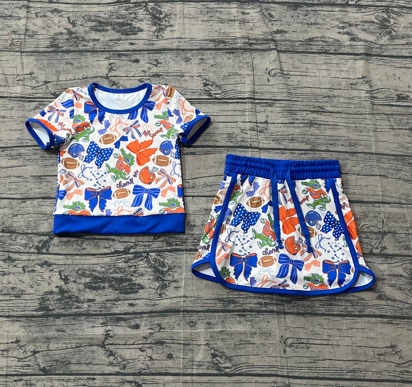 preorder Samples GSD3698 Yoga Football Item Crocodile Bows Purple Sleeveless Skorts Girls Set