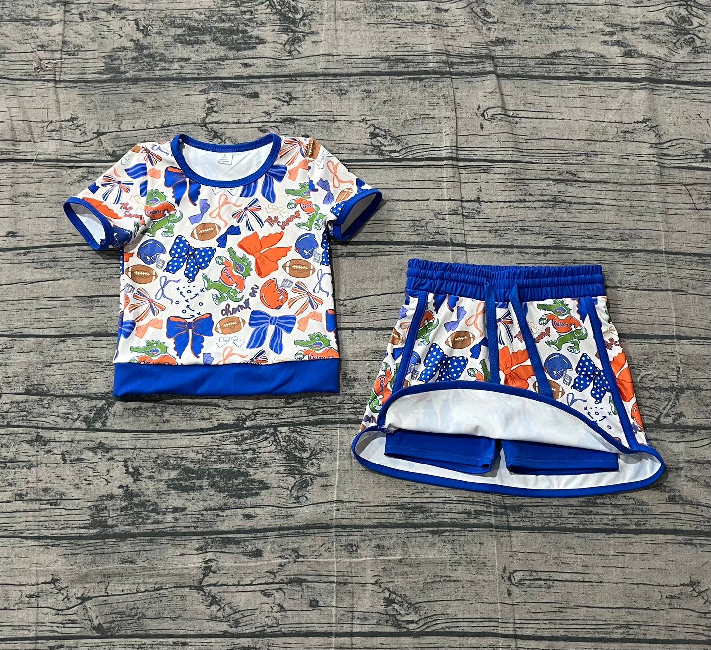 preorder Samples GSD3698 Yoga Football Item Crocodile Bows Purple Sleeveless Skorts Girls Set