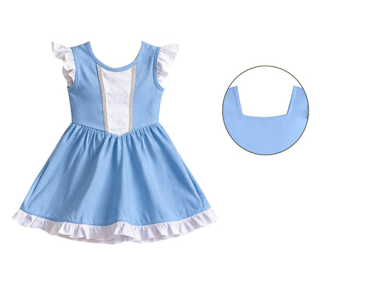 preorder GSD3710 Blue Princess Flutter Sleeve Girls Dress