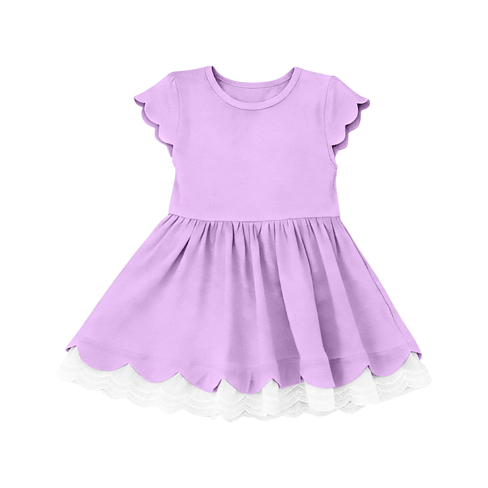 preorder GSD3713 Purple Short Sleeve Girls Dress