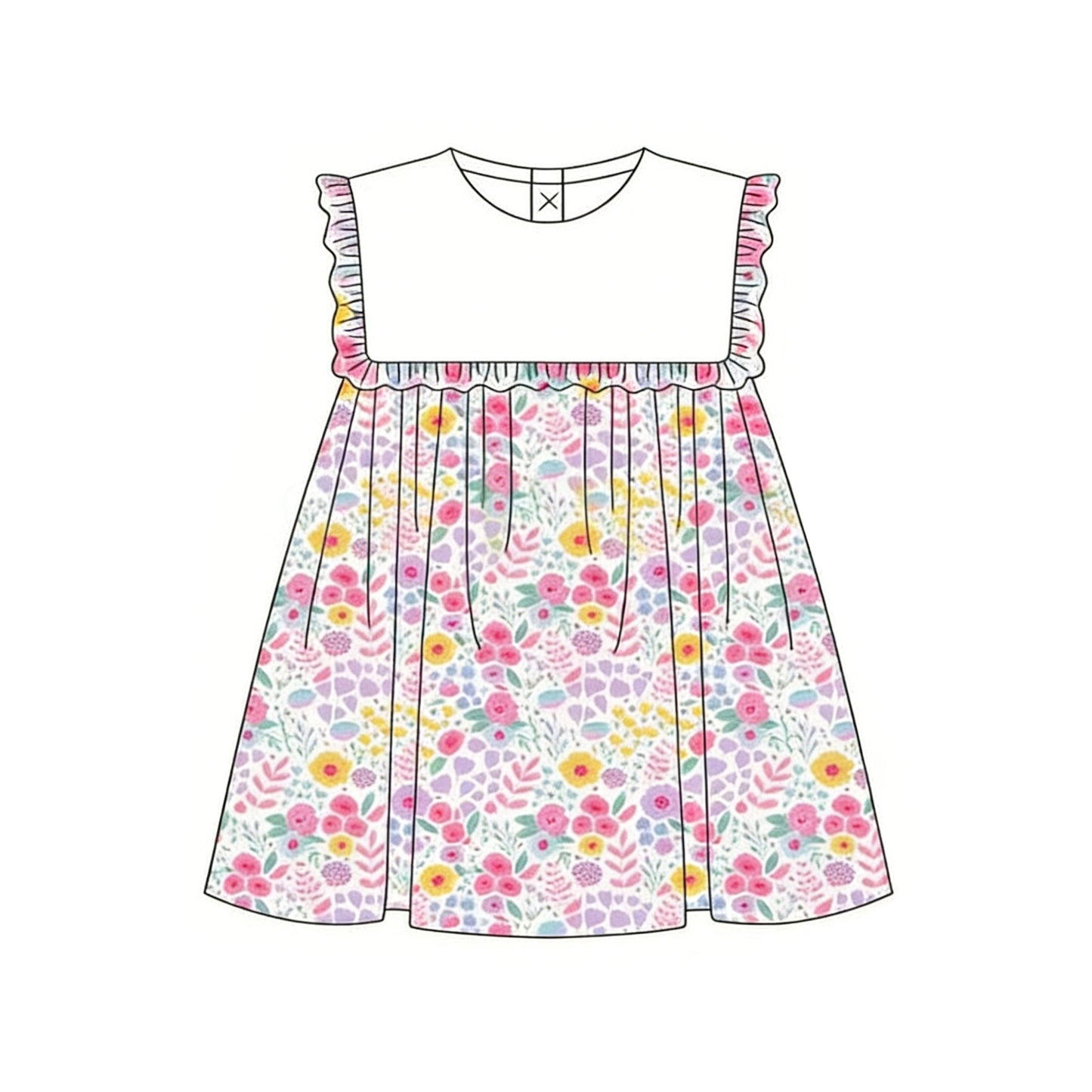 preorder GSD3716 Flowers Sleeveless Girls Dress