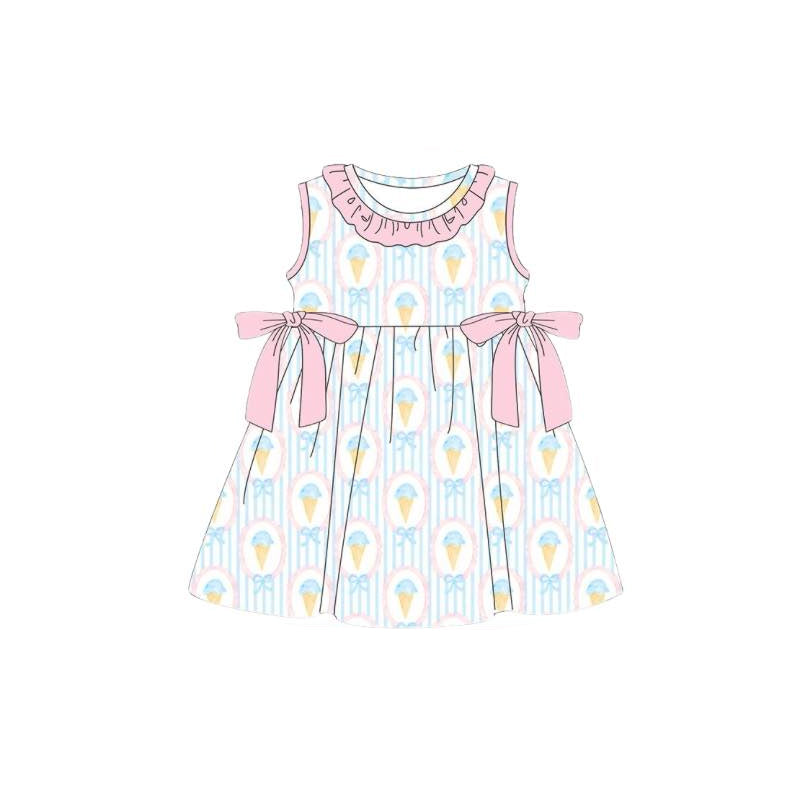 preorder GSD3718 Ice Blue Bows Sleeveless Girls Dress