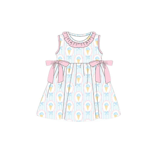 preorder GSD3718 Ice Blue Bows Sleeveless Girls Dress