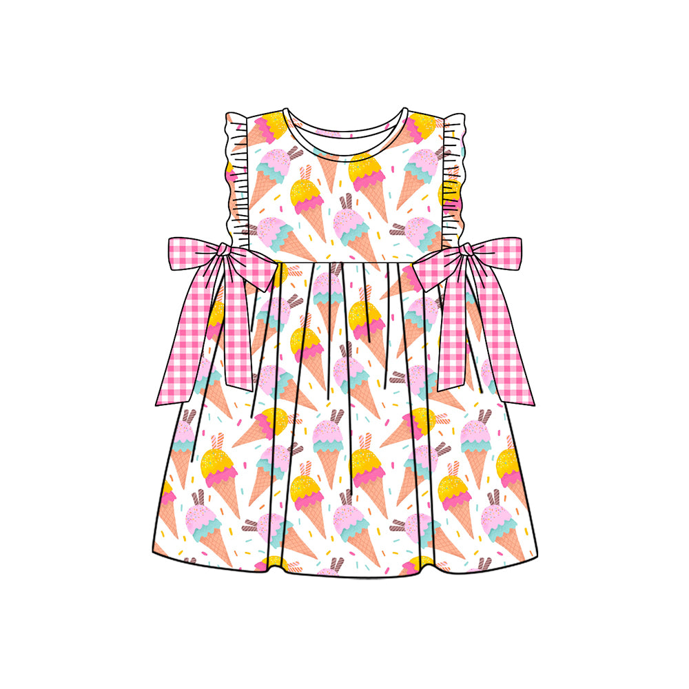 preorder GSD3731 Ice Pink Bows Flutter Sleeve Girls Dress