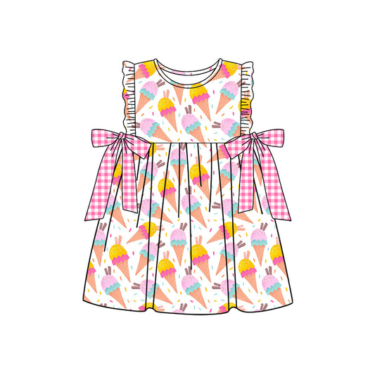 preorder GSD3731 Ice Pink Bows Flutter Sleeve Girls Dress