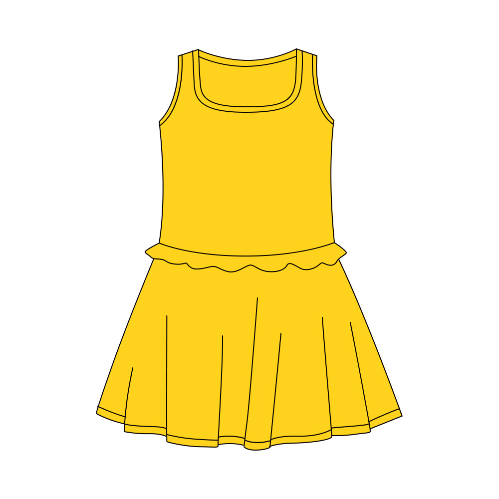 preorder GSD3735 Yoga Yellow Sleeveless Skorts Girls Dress