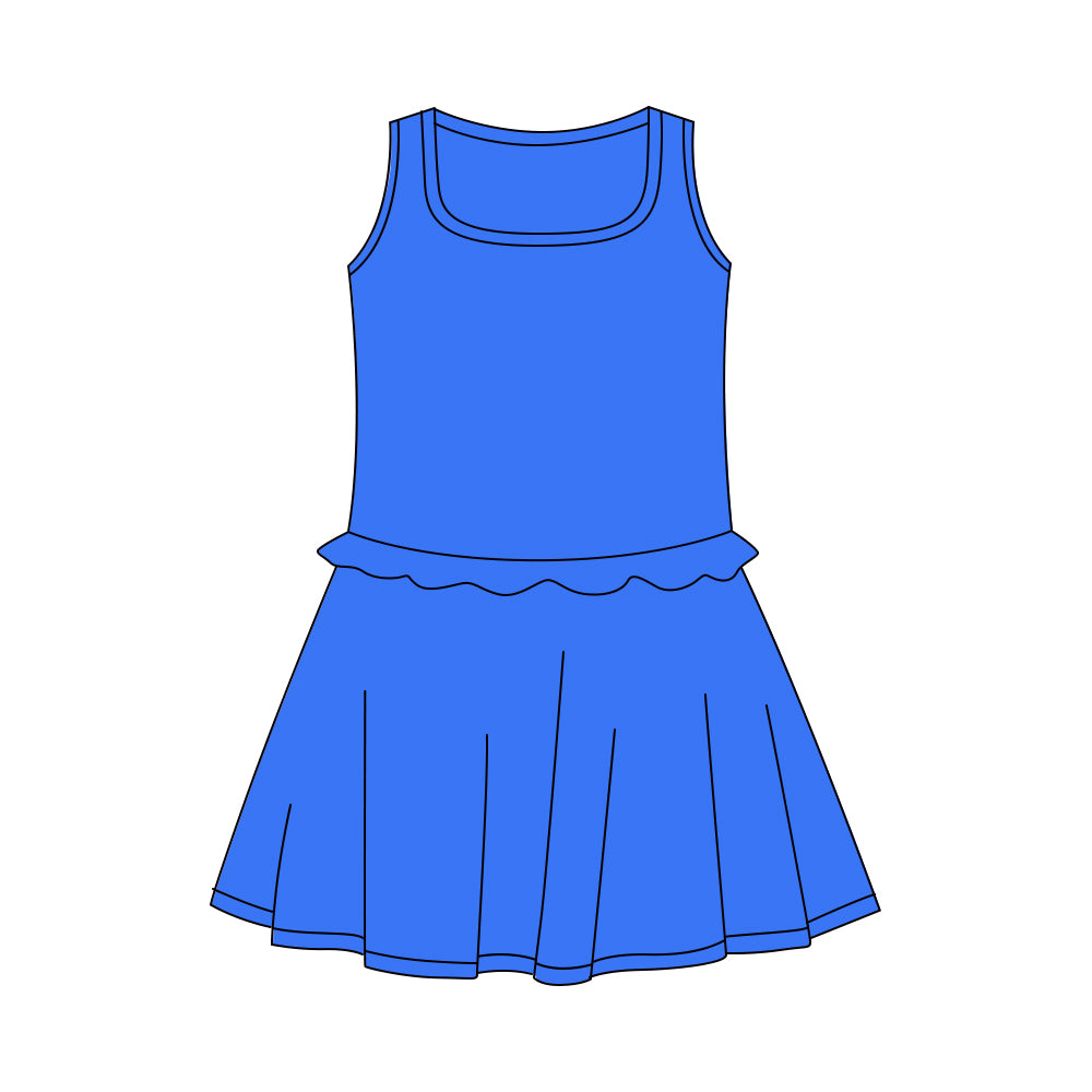 preorder GSD3738 Yoga Blue Sleeveless Skorts Girls Dress