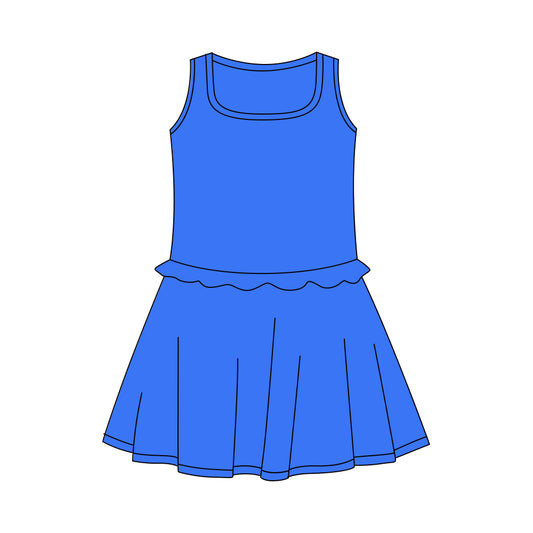 preorder GSD3738 Yoga Blue Sleeveless Skorts Girls Dress