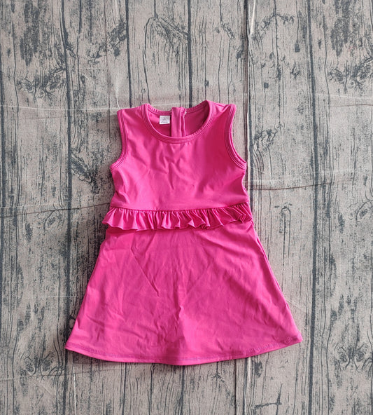 preorder Samples GSD3740 Yoga Pink Sleeveless Skorts Girls Dress