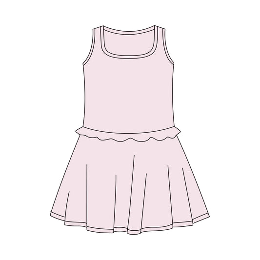 preorder GSD3741 Yoga Light Pink Sleeveless Skorts Girls Dress
