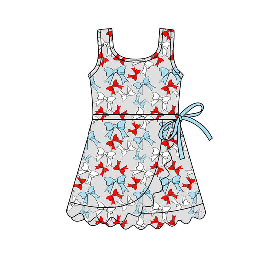 preorder GSD3757 Yoga July 4th Bows Sleeveless Skorts Girls Dress