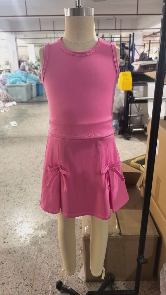 preorder Samples GSD3758 Yoga Pink Sleeveelss Skorts Girls Set