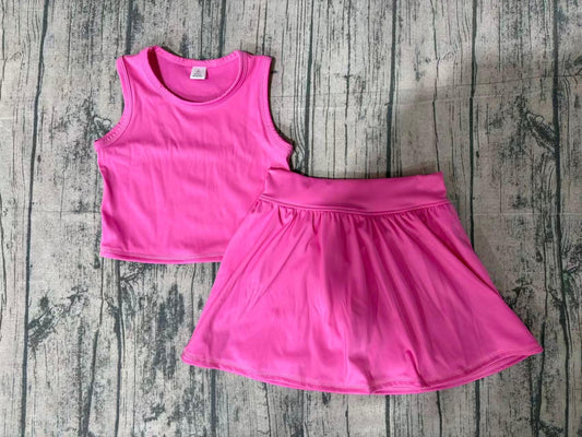 preorder Samples GSD3758 Yoga Pink Sleeveelss Skorts Girls Set