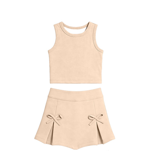 preorder GSD376 Yoga Light Yellow Sleeveelss Skorts Girls Set