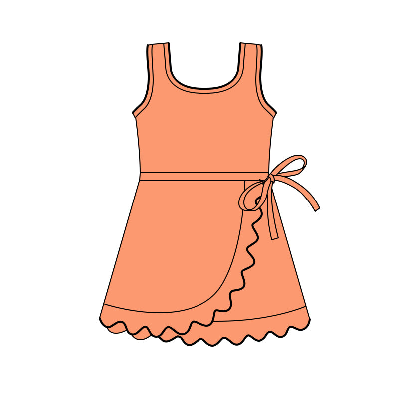preorder GSD3767 Yoga Orange Sleeveless Skorts Girls Dress