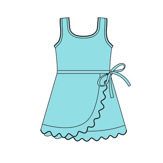 preorder GSD3768 Yoga Blue Sleeveless Skorts Girls Dress