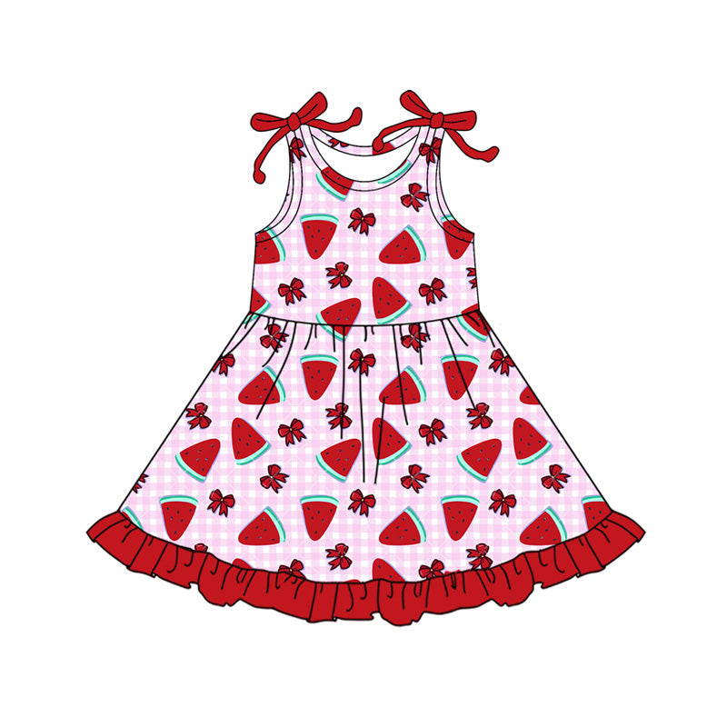 preorder GSD3770 Watermelon Bows Red Girls Dress