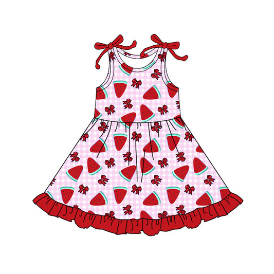 preorder GSD3770 Watermelon Bows Red Girls Dress