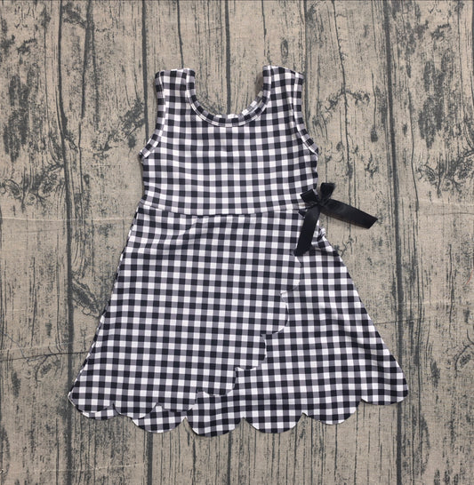 preorder Samples GSD3777 Yoga Black Checkered Sleeveless Skorts Girls Dress