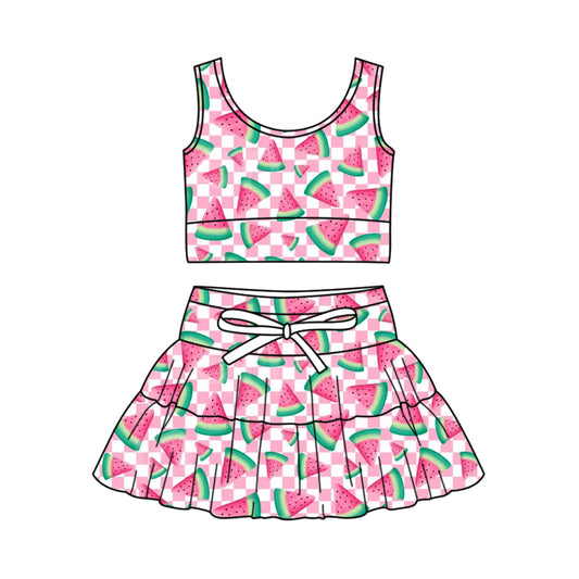preorder GSD3781 Yoga Watermelon Pink Sleeveless Skorts Girls Set