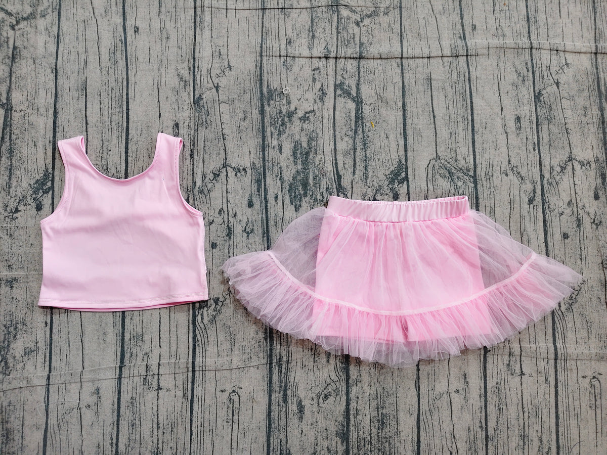 preorder Samples GSD3806 Yoga Pink Sleeveless Skorts Girls Set