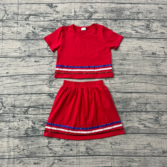 preorder Samples GSD3812 Red Short Sleeve Shorts Girls Set