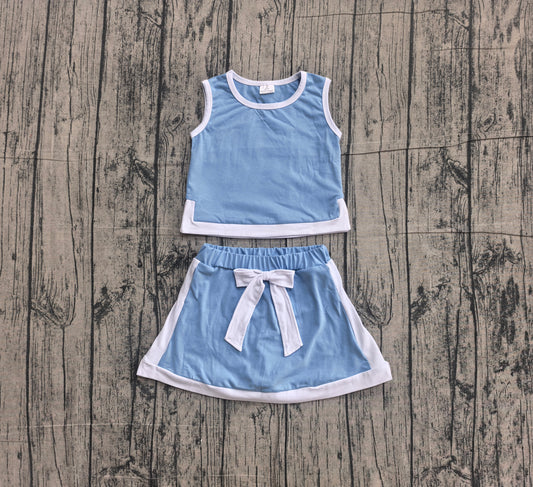 preorder Samples GSD3828 Blue Sleeveless Skorts Girls Set