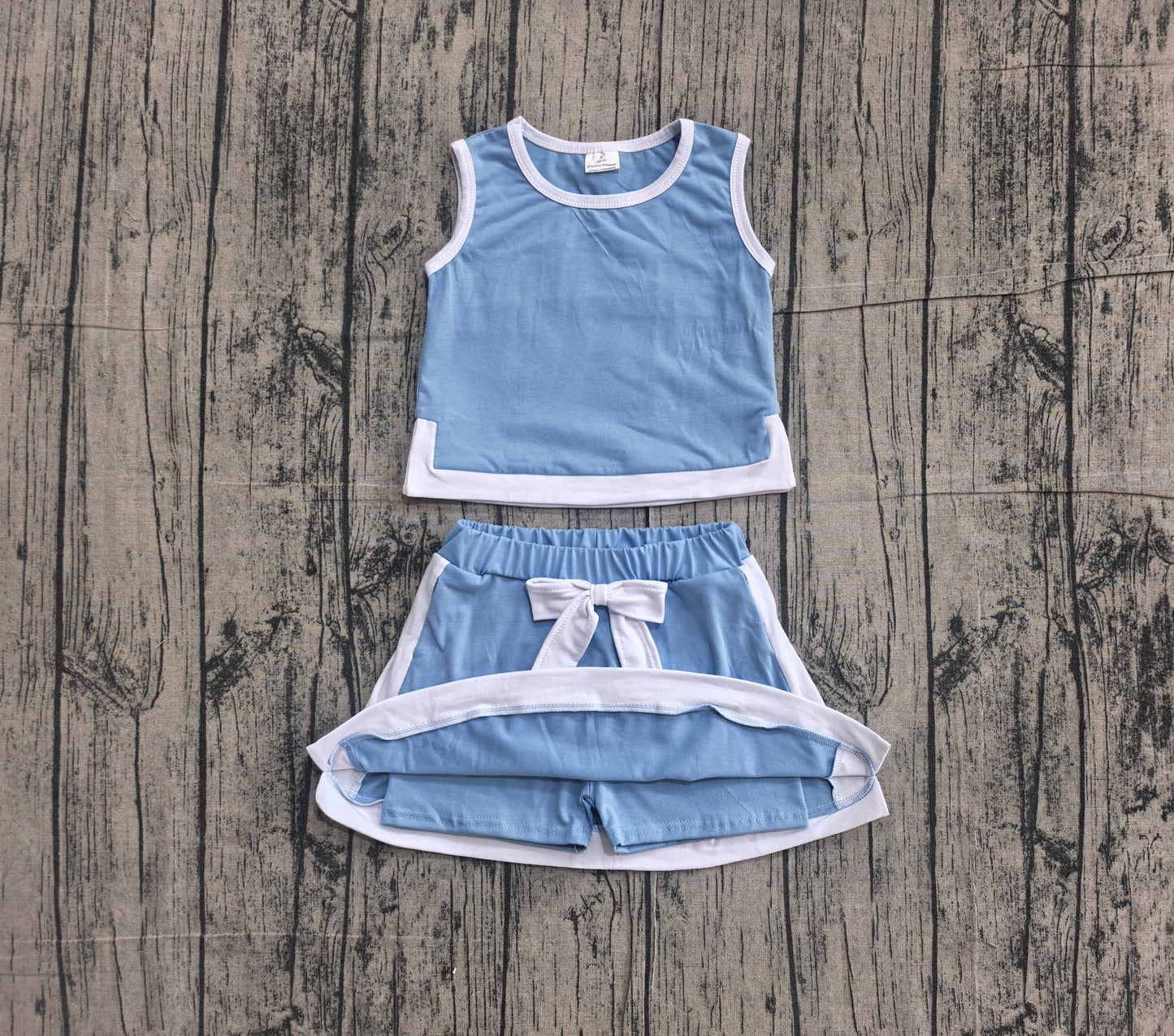 preorder Samples GSD3828 Blue Sleeveless Skorts Girls Set