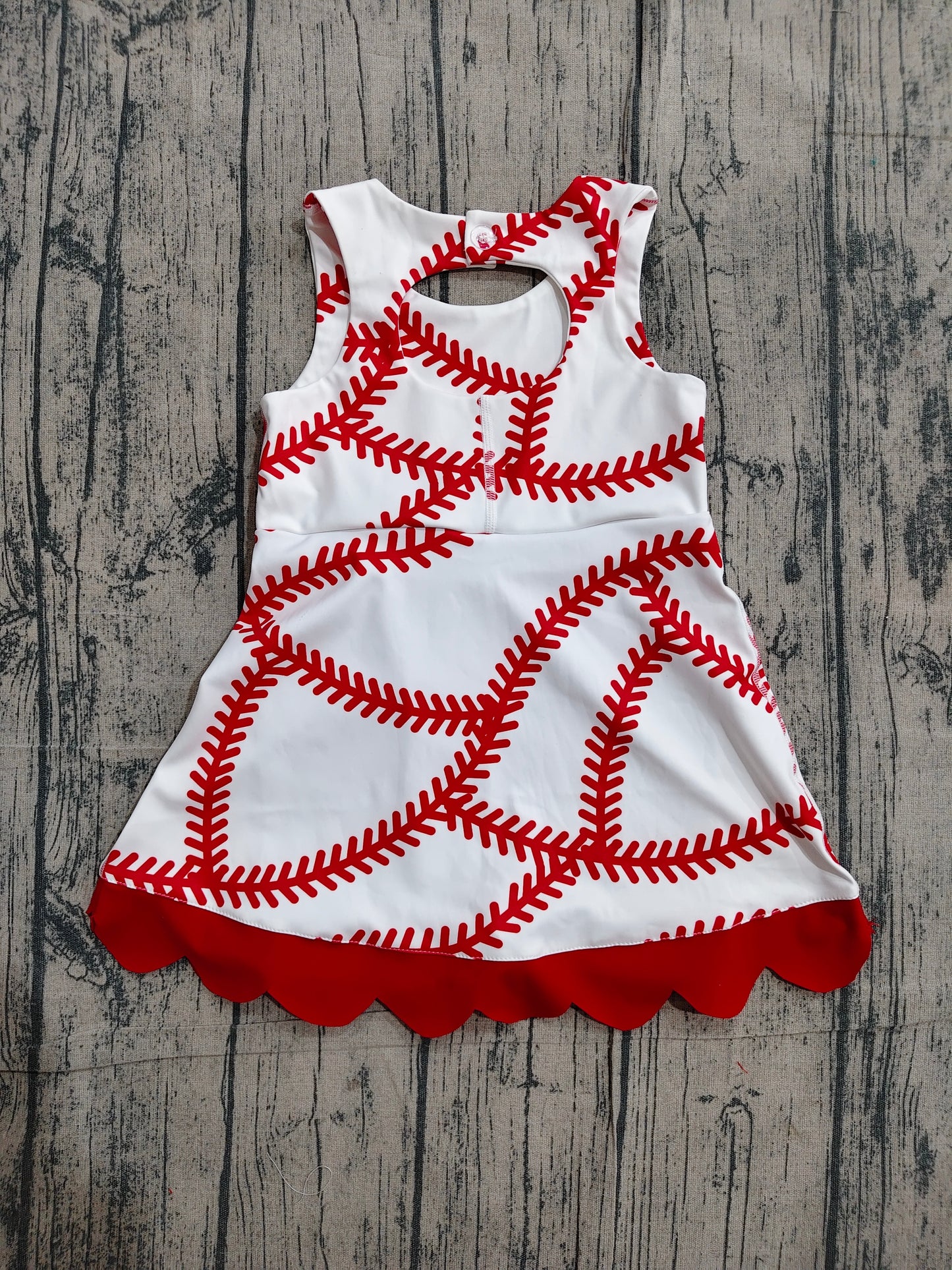 preorder Samples GSD3833 Baseball Red Bows Sleeveless Shorts Girls Dress