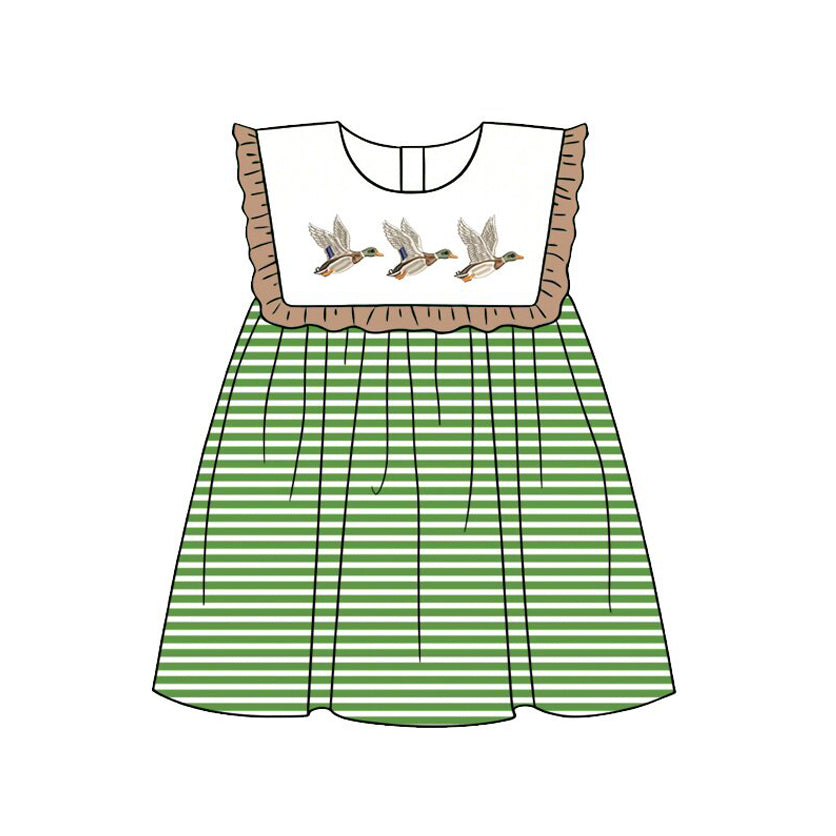 preorder GSD3842 Mallard Duck Green Flutter Sleeve Girls Dress