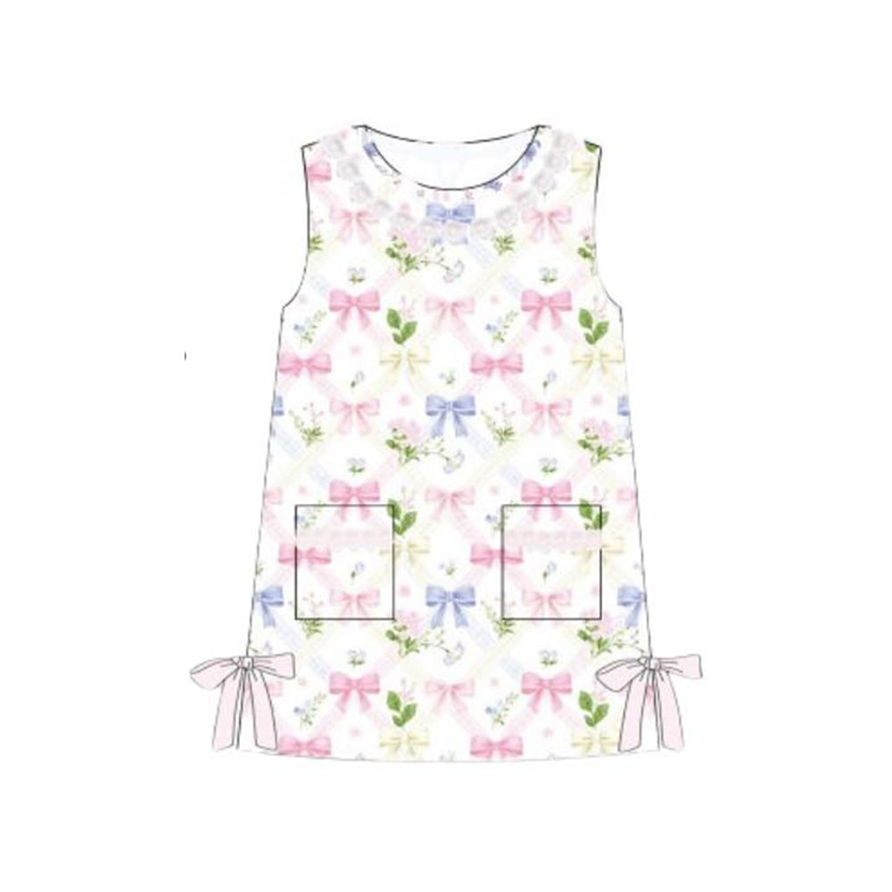 preorder GSD3845 Colorful Bows Sleeveless Girls Dress