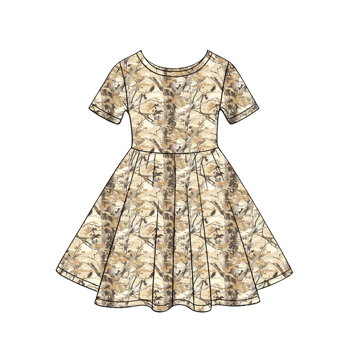 preorder GSD3849 Camo Short Sleeve Girls Dress